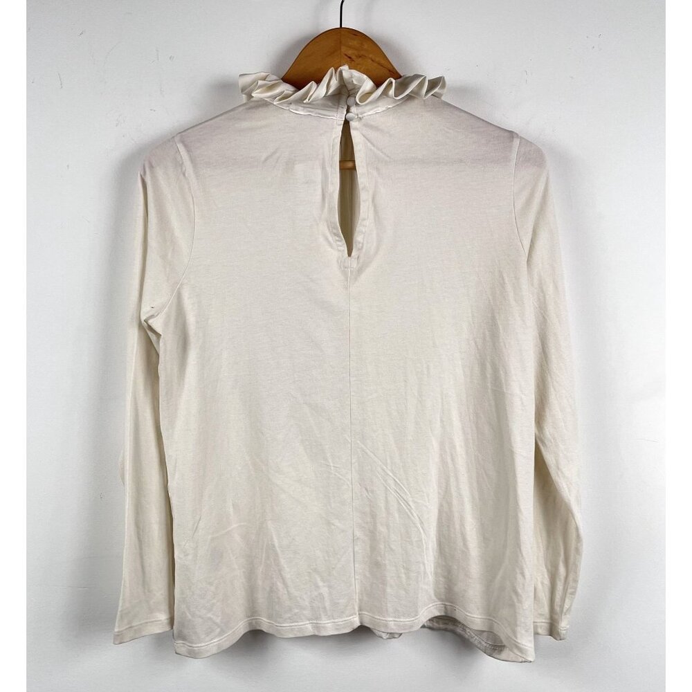 NWT Banana Republic Fast Long Sleeve Ruffle Neck Snow Day Blouse Sz Small - Picture 2 of 6